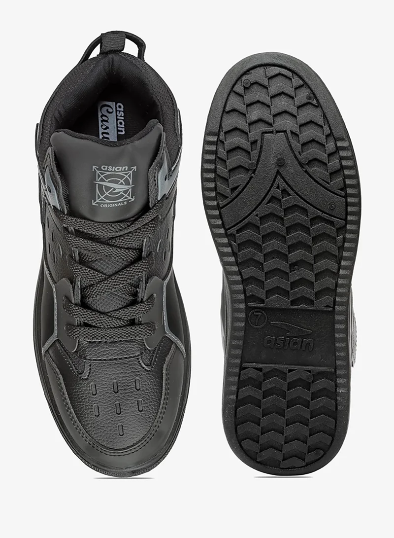 Asian Black Synthetic Sneakers for Men and Boys