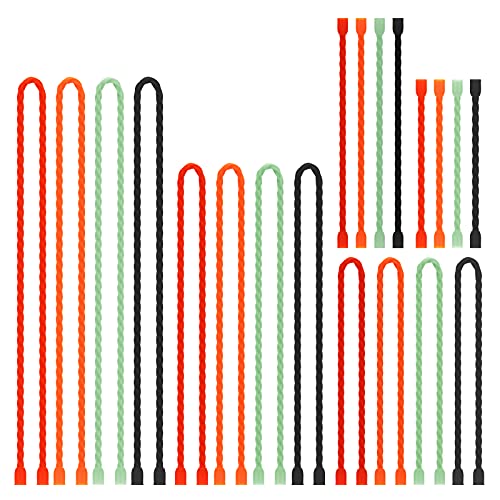 Gesipor 20 PCS Silicone Cable Ties - Reusable Rubber Twist Ties Bendable Cable Ties for Bundling and Holding, All Purpose Cord Tie for Indoor and Outdoor (4"+6"+12"+18"+24") - Image 1