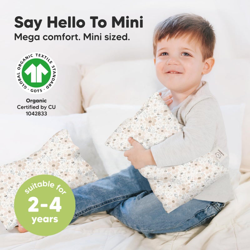 KeaBabies Mini Toddler Pillow with Pillowcase - 9x13 My Little Dreamy Travel Kids Pillow for Sleeping, Toddler Bed, Small, Tiny, Organic Cotton Pillowcase, Soft & Breathable, Kids 2-4 Years Old (Flora Vale) - Image 3