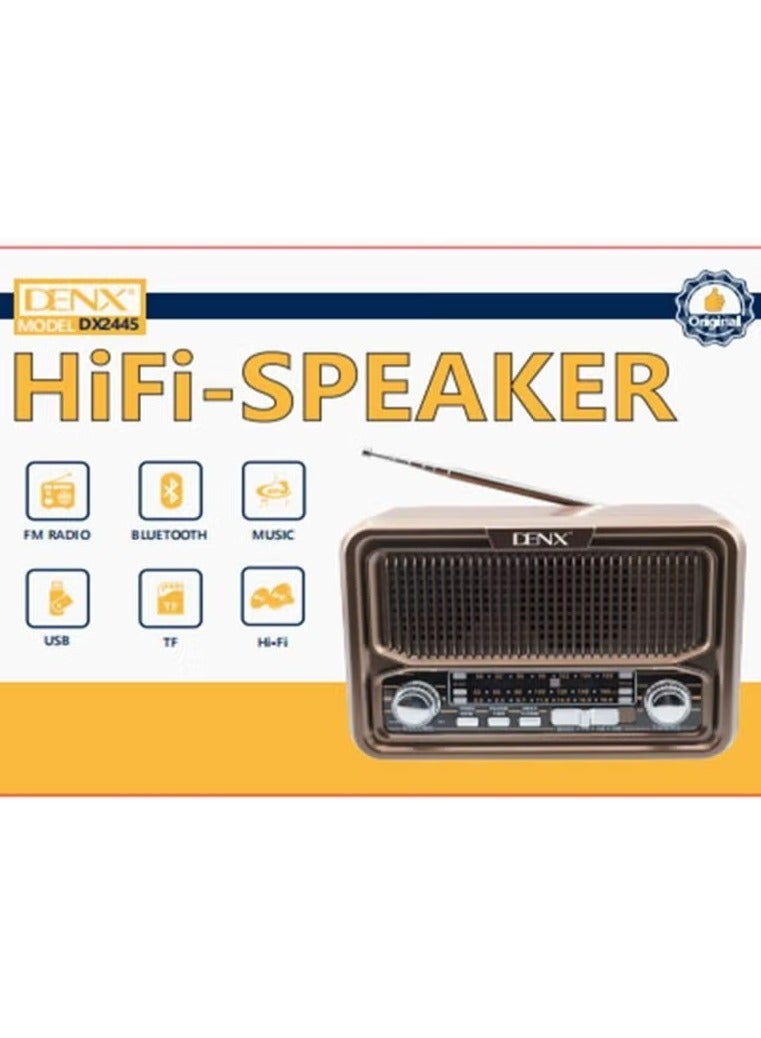 Denx HD Radio, FM/AM/SW, USB/TF/BT Player, Rechargeable Battery DX2445  - Image 4