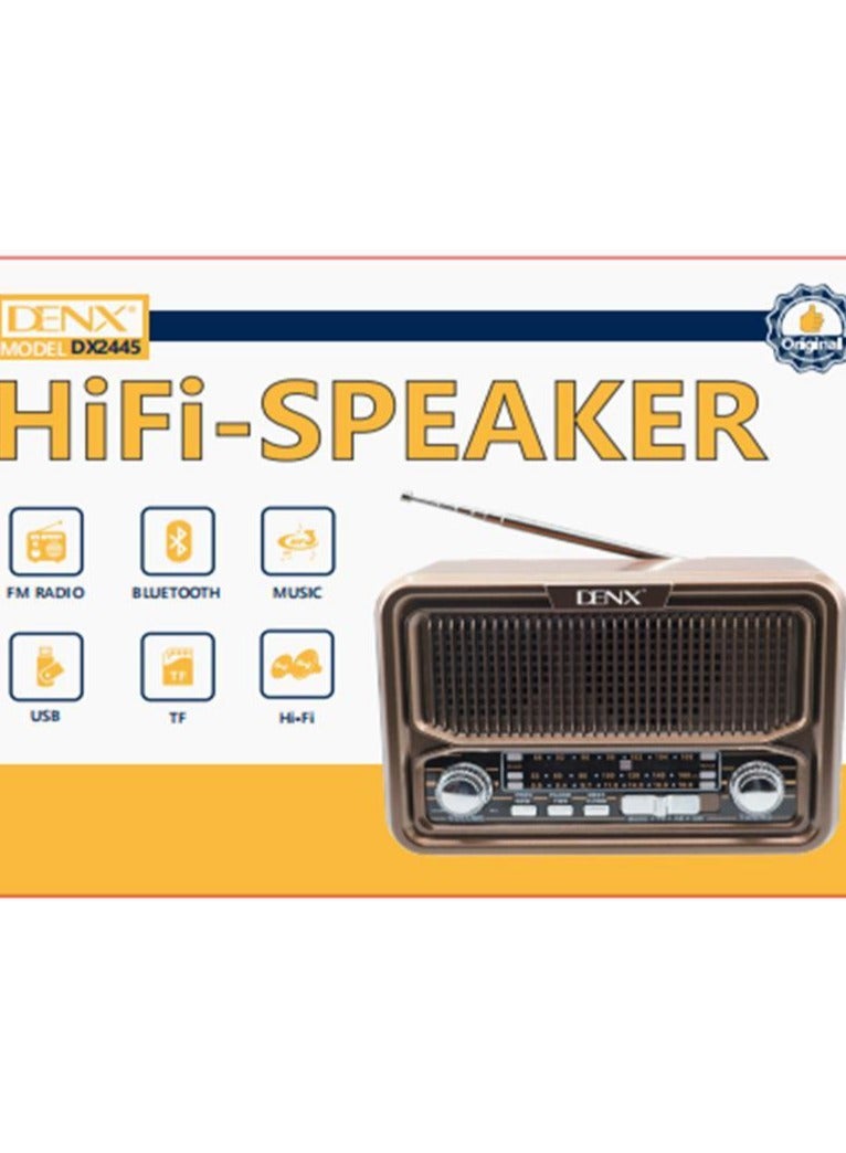 Denx HD Radio, FM/AM/SW, USB/TF/BT Player, Rechargeable Battery DX2445  - Image 5