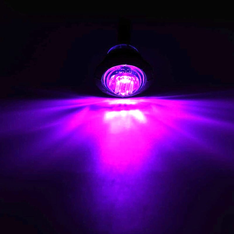 FXC 10x 3/4" Round LED Clearence Light Front Rear Side Marker Indicators Light for Truck Car Bus Trailer Van Caravan Boat, Taillight Brake Stop Lamp (Purple, 12V) - Image 3
