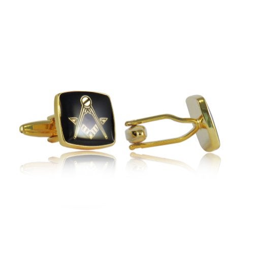 Cuff-Daddy Black Masonic Compass & Set Gold Cufflinks with Presentation Box - Image 2