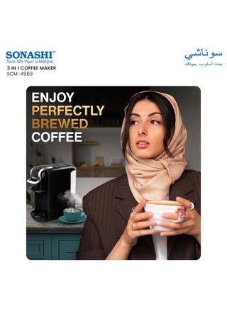 ماكينة تحضير قهوة إسبريسو 3 في 1 متعددة الكبسولات 600 ml 1450 W SCM-4969 أسود - view 5