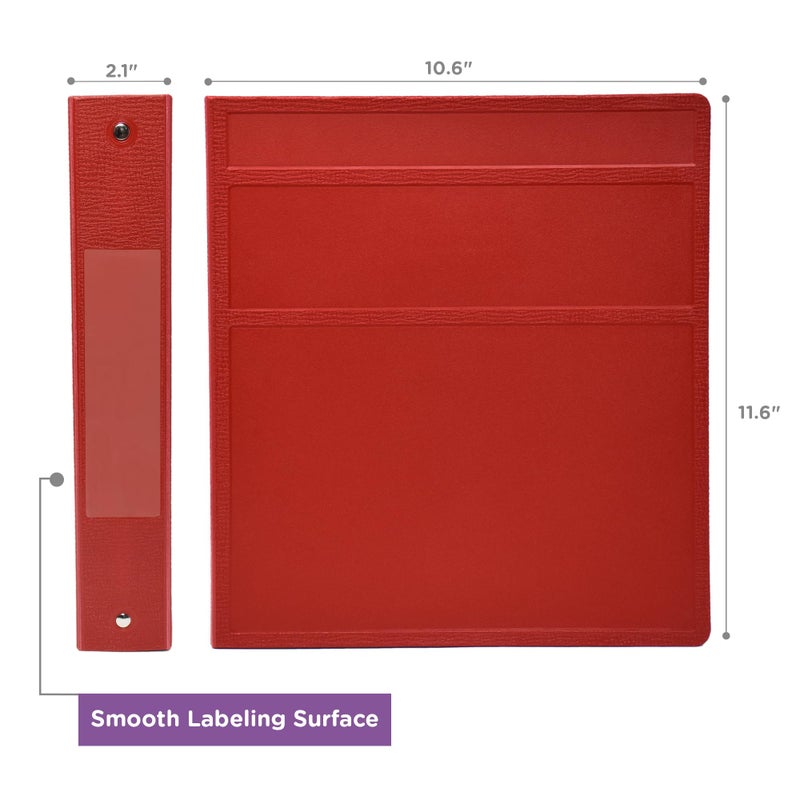 Carstens 1.5-Inch Heavy Duty 3-Ring Binder - Side Opening, Brick Red, Durable Plastic, Precision No-Gap Rings, Waterproof Cover, No Pockets, Holds 250 Letter Sheets, BPA-Free, Made in USA (2049-3R) - Image 3