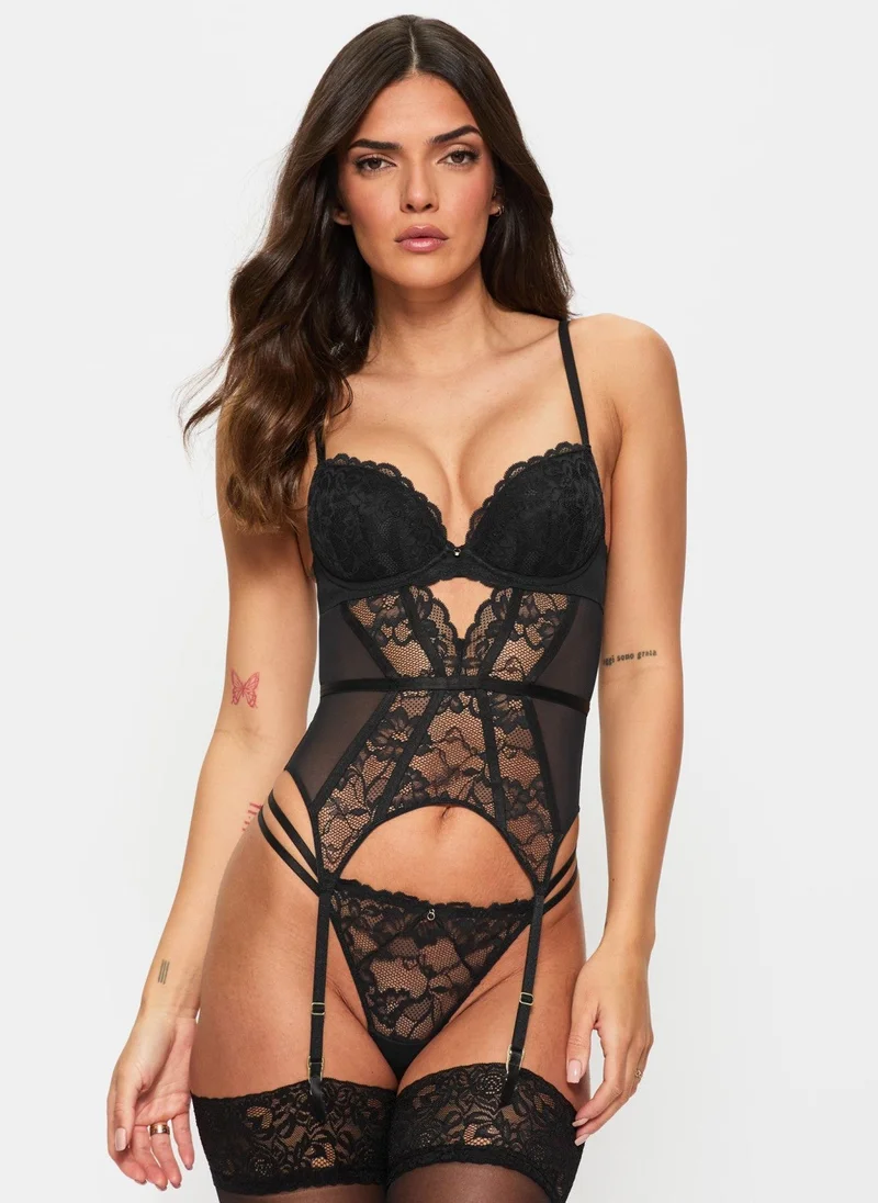 Ann Summers Ann Summers Sexy Lace Planet Padded Basque Black