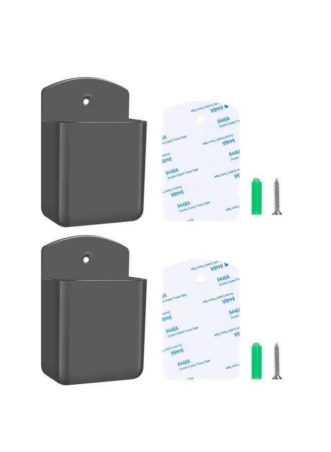 Aecsze 2 PCS Remote Control Holders Wall Mount, Self Adhesive TV Air Conditioner Remote Control Holder, Wall Mount Storage Box Organizer Wall Pen Holder Storage for Home Office School (Grey) - Image 1