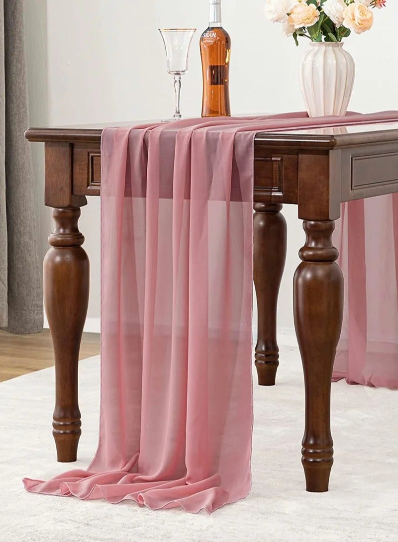 ميكسد روز dusty 10ft الشيفون مفرش المائدة 27x120 بوصة رومانسية النسيج الشاش ، وتستخدم لتزيين حفل زفاف الطفل هدية العروس وعيد ميلاد الطرف كعكة الستائر الشاش - Image 4