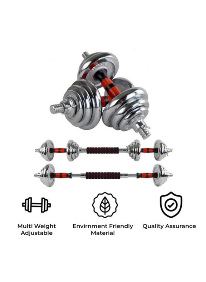 PowerMax Fitness PowerMax Fitness Adjustable Dumbbell Set - Coated Iron Dumbbell and Anti-Slip Rod Set For Home Workout with Carry Case, Chrome, 30kg (Model Number: PDS-30C)  - Image 3