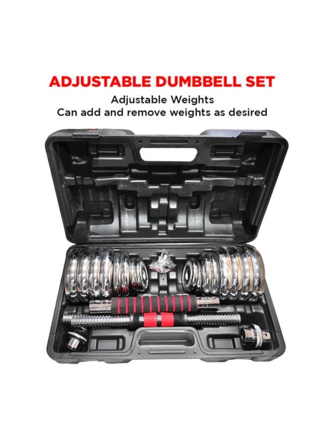 PowerMax Fitness PowerMax Fitness Adjustable Dumbbell Set - Coated Iron Dumbbell and Anti-Slip Rod Set For Home Workout with Carry Case, Chrome, 30kg (Model Number: PDS-30C)  - Image 4