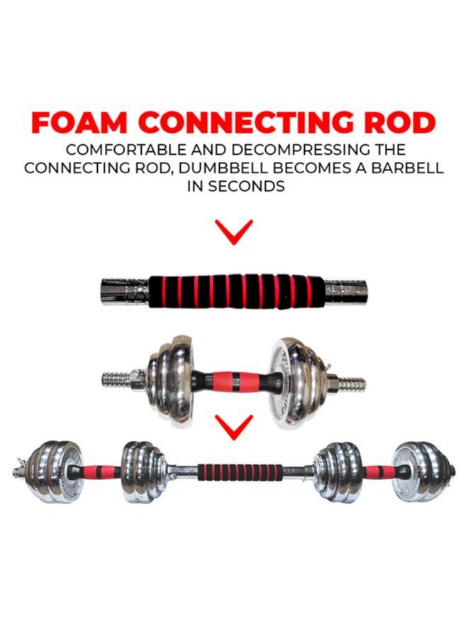 PowerMax Fitness PowerMax Fitness Adjustable Dumbbell Set - Coated Iron Dumbbell and Anti-Slip Rod Set For Home Workout with Carry Case, Chrome, 30kg (Model Number: PDS-30C)  - Image 5