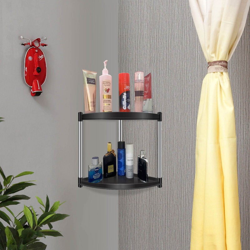 TNT THE NEXT TREND Bathroom Organizer Rack/Corner Shelf for Bathroom | Plastic, Stainless Steel (2 Shelf, Black) - Image 2