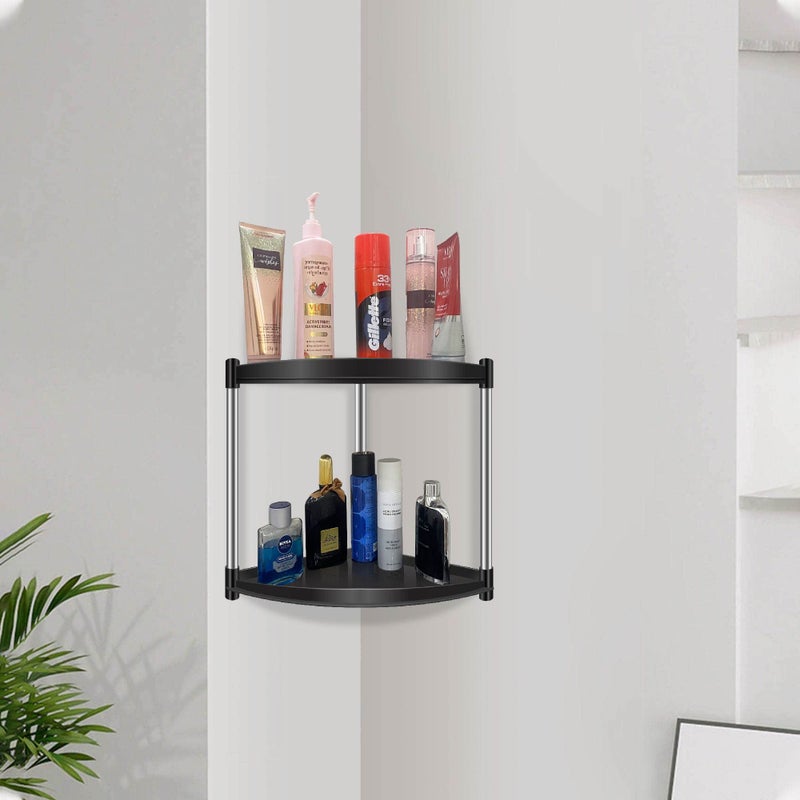 TNT THE NEXT TREND Bathroom Organizer Rack/Corner Shelf for Bathroom | Plastic, Stainless Steel (2 Shelf, Black) - Image 3
