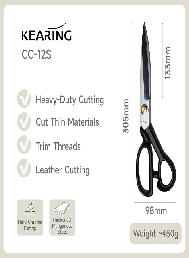 KEARING 12 Inch Heavy Duty Fabric Scissors, Professional Tailor Shears for Precision Cutting of Leather, Denim, and Multi-Layer Fabrics for Sewing, Dressmaking, Cutting - 1 lb - Right-Handed - Image 2