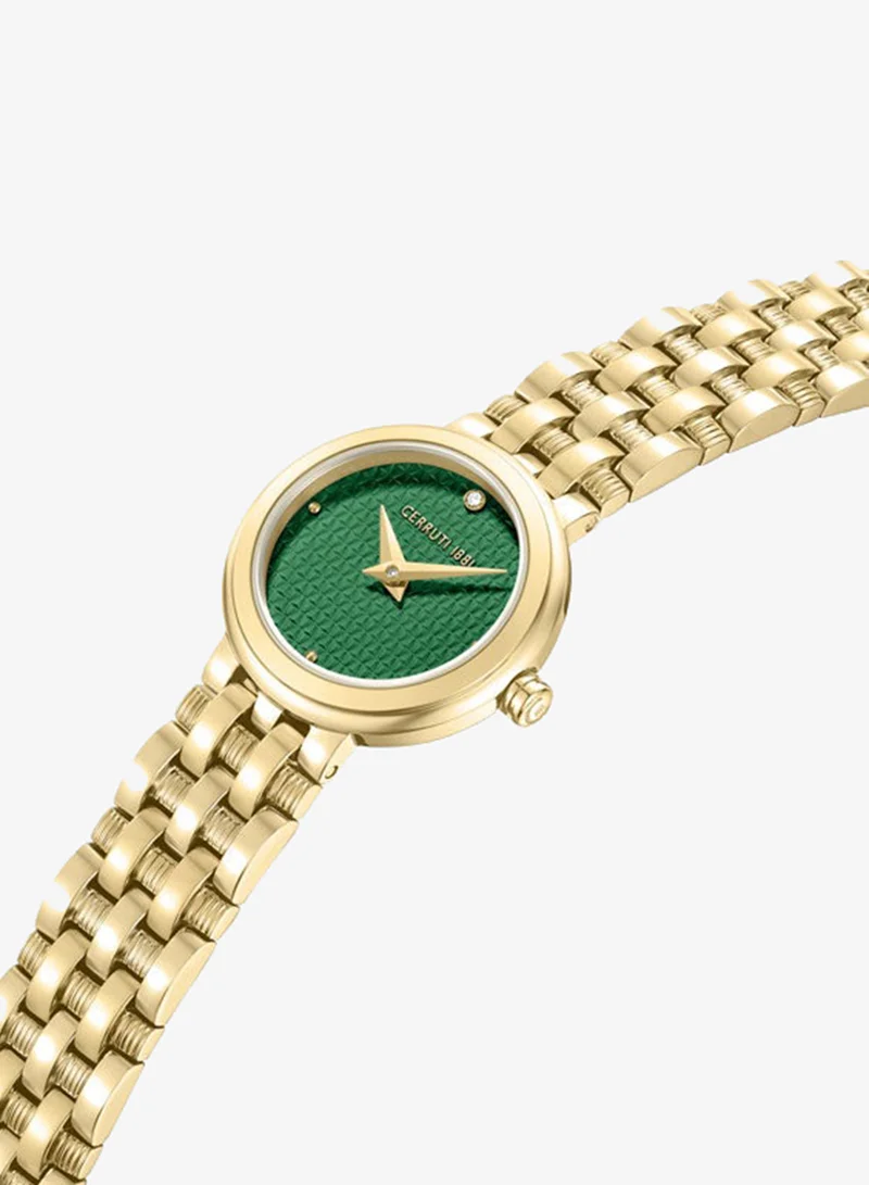 شيروتي 1881 Lusia Green Dial Stainless Steel Bracelet Analog Watch for Women, 24mm