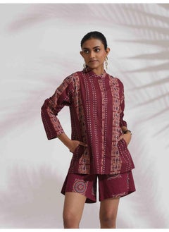 trueBrowns trueBrowns Purple Cotton Print Short Co-ord Set  - Image 5