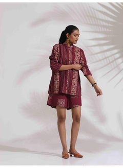 trueBrowns trueBrowns Purple Cotton Print Short Co-ord Set  - Image 2