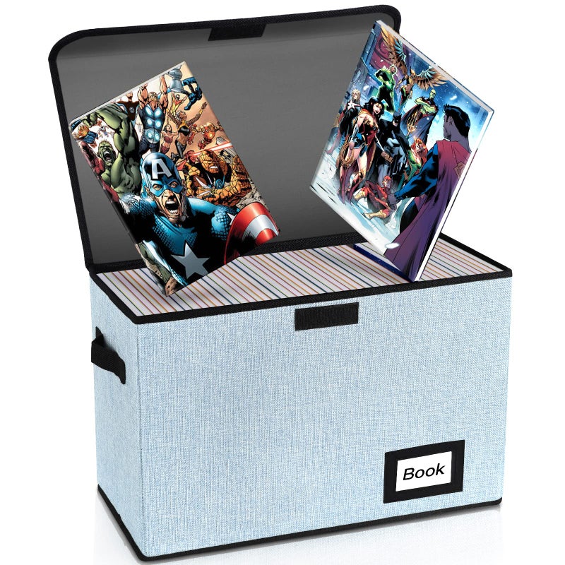 YNSZAS Collection Comic Book Storage Box 158 X 78 X 118 Collapsible Comic Short Box Holds 160180 Comic Book Heavy Duty Bin Container Holder Shelf Protector Organizer Blue