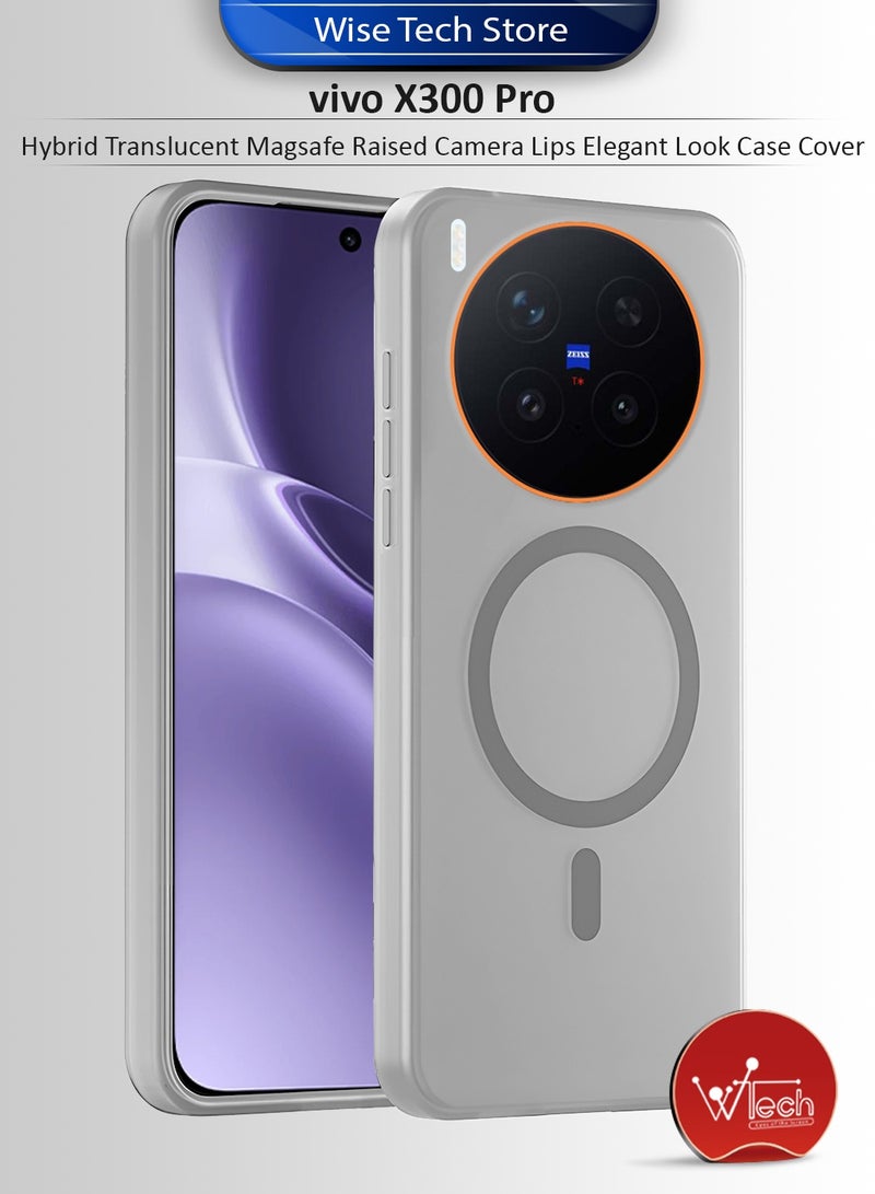Wtech vivo X300 Pro 5G 2025 Hybrid Translucent Magsafe with Magnetic Charging Raised Camera Lips Elegant Look Case Cover (MCMPMN) - Grey - Image 1