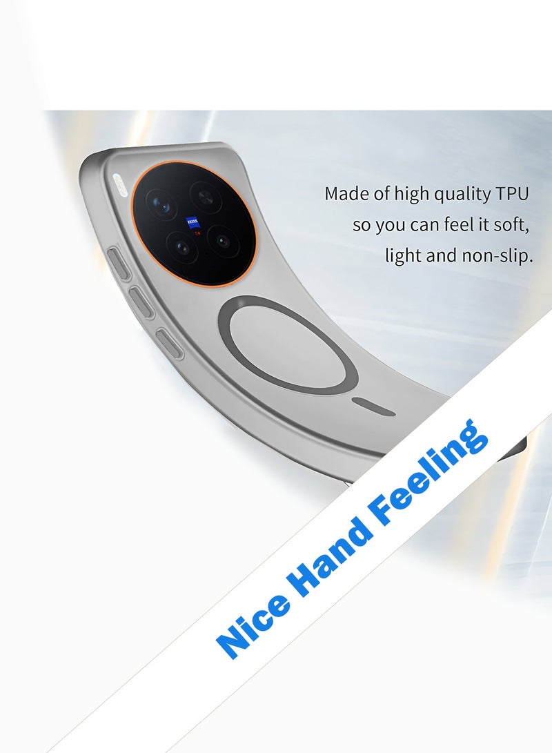 Wtech vivo X300 Pro 5G 2025 Hybrid Translucent Magsafe with Magnetic Charging Raised Camera Lips Elegant Look Case Cover (MCMPMN) - Grey - Image 3