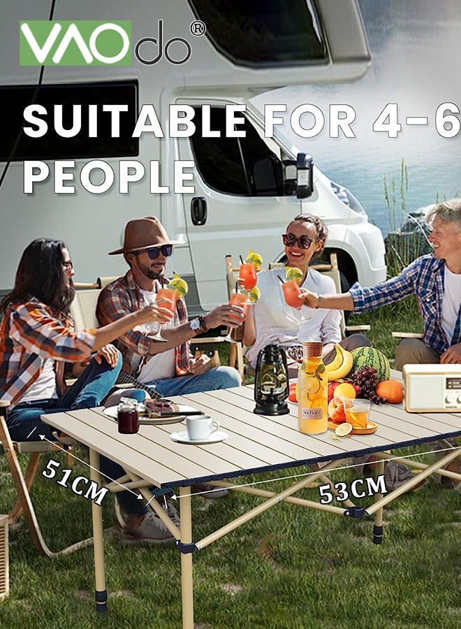 فاو دو طاولة قابلة للطي محمولة للتخييم من قطعة واحدة ومجموعة كراسي قابلة للطي من قطعتين، طاولة حديدية صغيرة بسطح قابل للطي، مكونات معززة ذات قدرة تحمل عالية، قاعدة مانعة للانزلاق، أثاث خفيف الوزن سريع التركيب للاستخدام الداخلي والخارجي للشواء والتجمعات والفناء، طاولة نزهة للتخييم - Image 2
