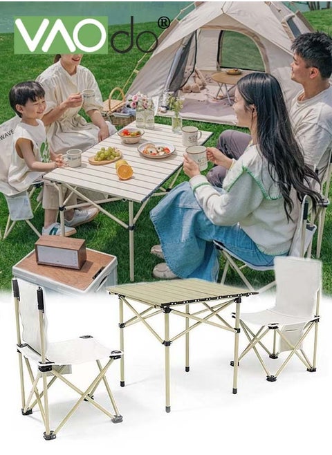 3PCS Portable Camping Folding Chairs and Tables Set Table and Chair Set Adult Outdoor Camping Chair Picnic Foldable and Easy to Carry Perfect for Camping Outdoor Survival Travel Garden
