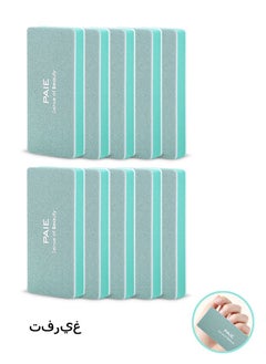 Paie 10 Pcs Manicure Nail File, Double Sided Nail Buffers Blocks Set, Nail Buffers Sanding Blocks for Acrylic Nails Gel Polish Nails (Green)  - Image 1