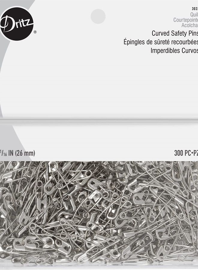 Quilting 3032 Curved Safety Pins for Large Projects, Bonus Pack, Size 1, Nickel, 300 Count