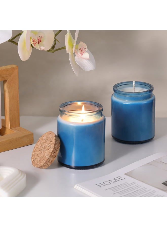 Lanttu 12Pcs Blue Candle Jars for Making Candles, 7.5oz Glass Jars with Wooden Lids and Labels, Candle Containers for DIY, Gifts, Candle Making Supplies, Table Decor - Image 4