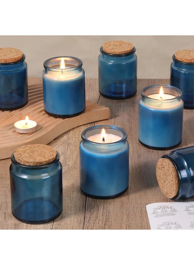 Lanttu 12Pcs Blue Candle Jars for Making Candles, 7.5oz Glass Jars with Wooden Lids and Labels, Candle Containers for DIY, Gifts, Candle Making Supplies, Table Decor - Image 1