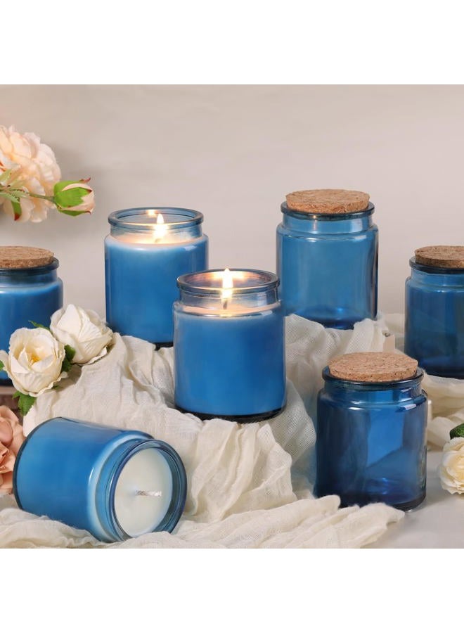 Lanttu 12Pcs Blue Candle Jars for Making Candles, 7.5oz Glass Jars with Wooden Lids and Labels, Candle Containers for DIY, Gifts, Candle Making Supplies, Table Decor - Image 5