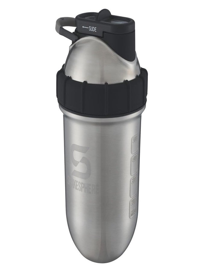 SHAKESPHERE زجاجة شاكسفير من الفولاذ المقاوم للصدأ - سعة 24 أونصة زجاجة بروتين معزولة للمشروبات الساخنة والباردة - مثالية للشيك والمشروبات السلسة، مقاومة للتسرب، خالية من BPA، لا حاجة لكرات الخلط، فولاذ - أصلي - Image 1