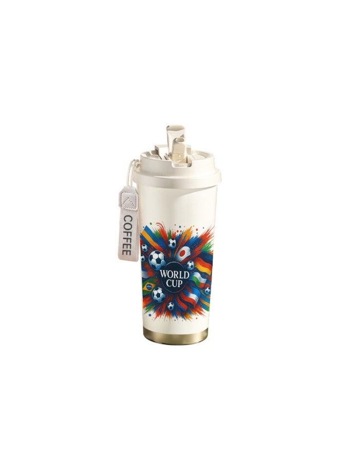 FIFA 520ml World Cup Printed Stainless Steel Insulated Water Bottle Double Wall Vacuum Thermal Flask Leakproof Cup for Hot & Cold Drinks - Image 1