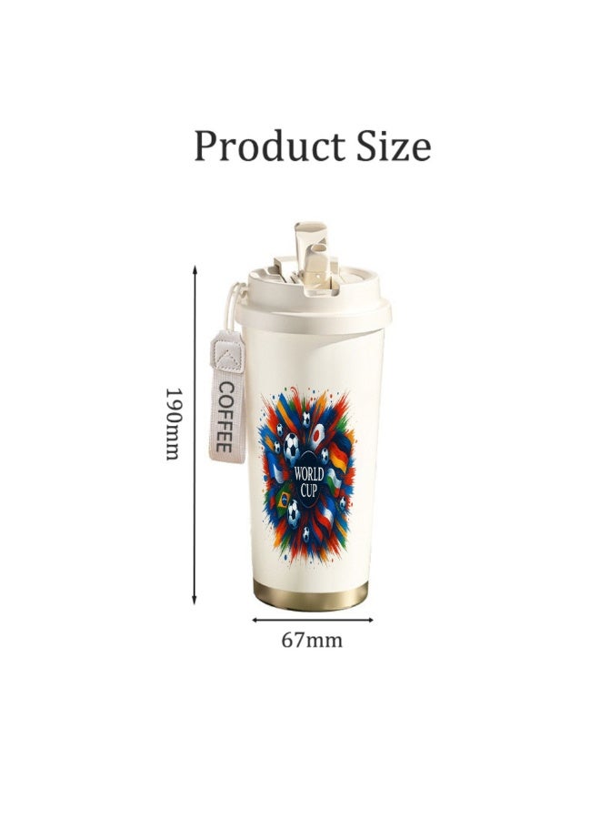 FIFA 520ml World Cup Printed Stainless Steel Insulated Water Bottle Double Wall Vacuum Thermal Flask Leakproof Cup for Hot & Cold Drinks - Image 2