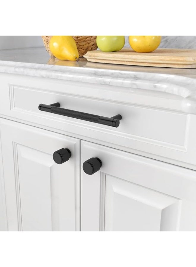 Lynacz Original 20 Pack 5 Inch(128mm) Matte Black Cabinet Pulls Knurled Cabinet Handles Cupboard Handles Kitchen Cabinet Hardware for Cupboard Drawer Pulls - Image 4
