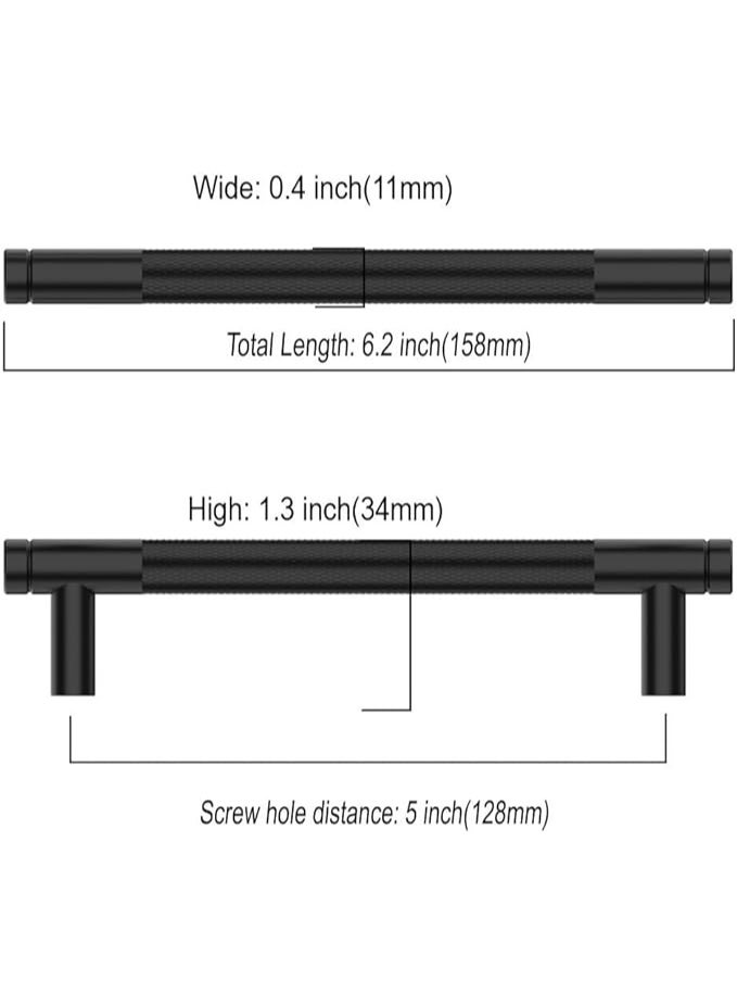 Lynacz Original 20 Pack 5 Inch(128mm) Matte Black Cabinet Pulls Knurled Cabinet Handles Cupboard Handles Kitchen Cabinet Hardware for Cupboard Drawer Pulls - Image 2