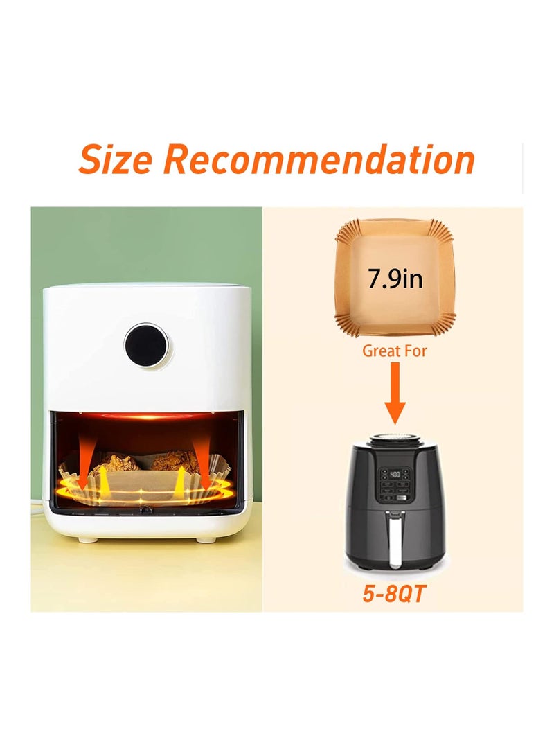 انفلكس 120 بطانة ورقية للاستخدام مرة واحدة لمقلاة الهواء، بطانات مقلاة الهواء مربعة، ورق خبز لمقلاة الهواء مقاوم للماء، ورق زبدة للخبز والتحميص في الميكروويف، 7.9 بوصة/20 سم، مربع - Image 4