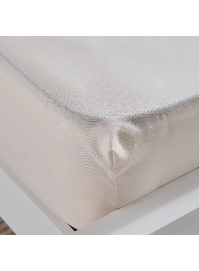 Home Box Derby Solid Microfiber Double Fitted Sheet - 140x200+25 cm
