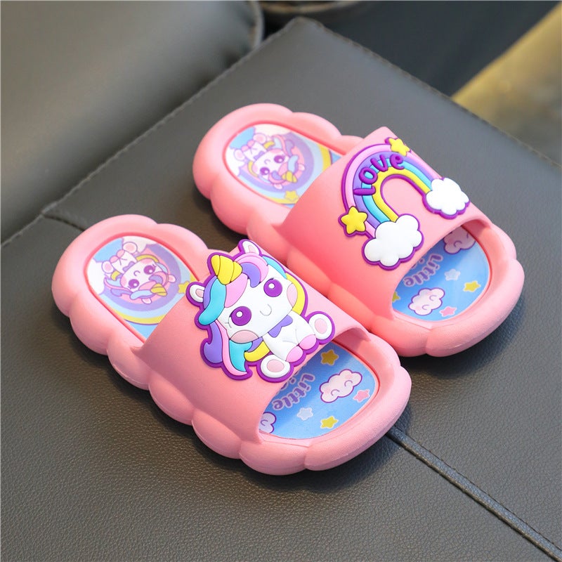 Kids Princess Cartoon Slippers Soft Non-slip Summer Pink 
