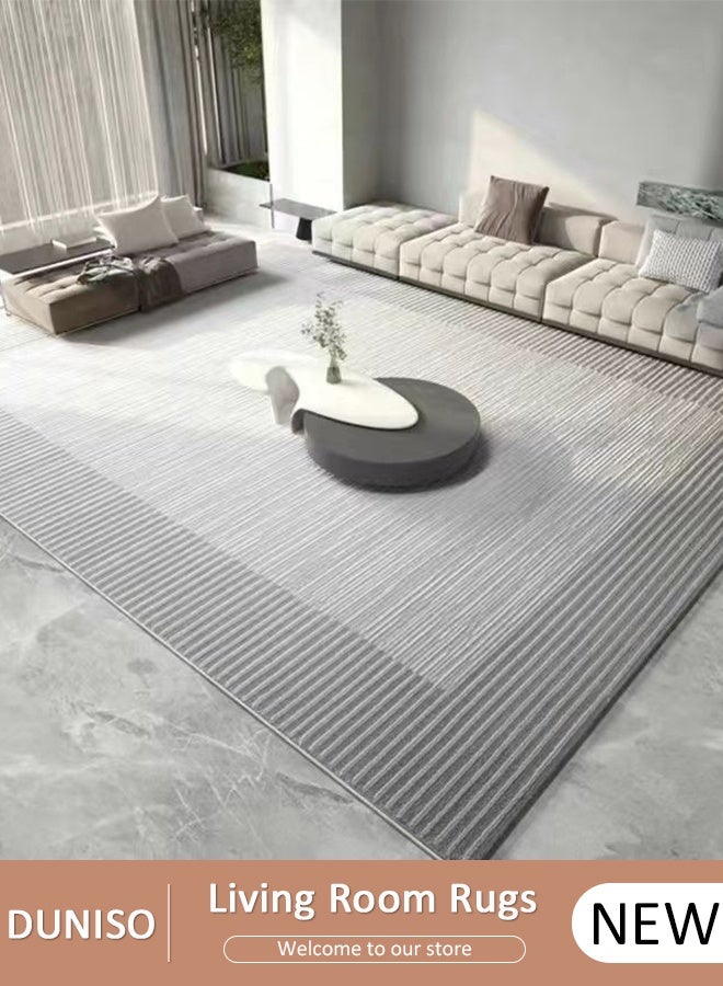 DUNISO سجادة كبيرة غير قابلة للانزلاق، سجادات غرفة المعيشة قابلة للغسل بسيطة، سجادة مقاومة للبقع بملمس ناعم، سجادات غرفة النوم الزخرفية بأسلوب حديث، سجادات مستطيلة لطاولة القهوة والأريكة والبطانية داخل المنزل للأطفال، سجادة أرضية زخرفية للمنزل - Image 1