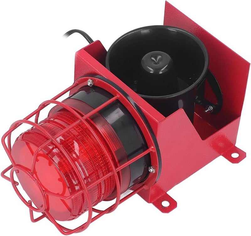 صفارة إنذار صناعية صوتية وضوئية 115 ديسيبل مقاومة للماء للتركيب على الحائط مع ضوء تحذير طوارئ وقابس أمريكي 110 فولت - Image 5