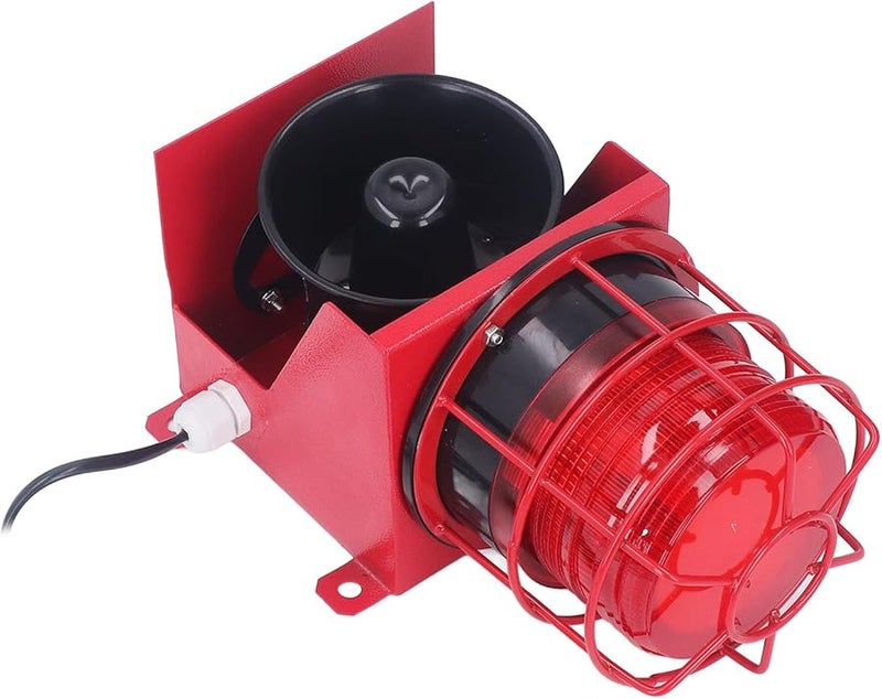 صفارة إنذار صناعية صوتية وضوئية 115 ديسيبل مقاومة للماء للتركيب على الحائط مع ضوء تحذير طوارئ وقابس أمريكي 110 فولت - Image 4