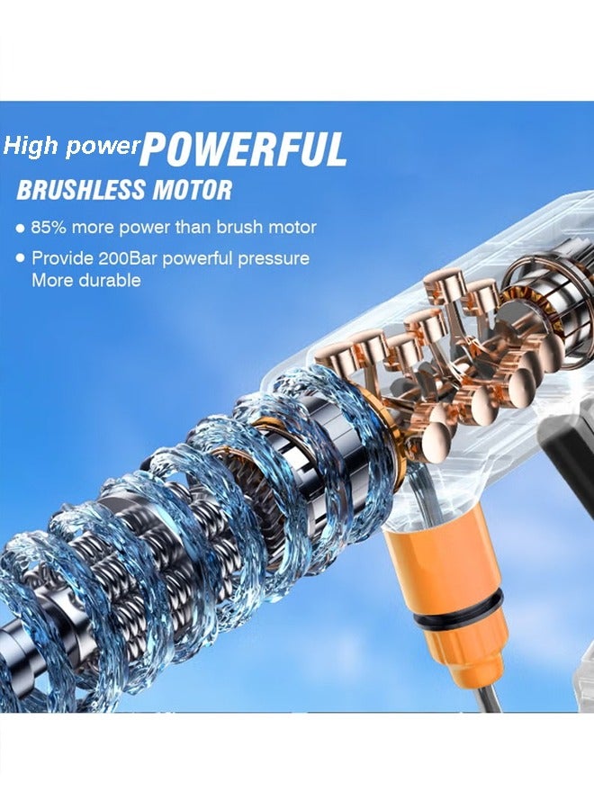 بوليفياز مضخة غسيل سيارات محمولة عالية الضغط، رشاش ماء بقابلة للشحن وعلبة ماء - مسدس تنظيف للسيارة والمنزل والحديقة - Image 2