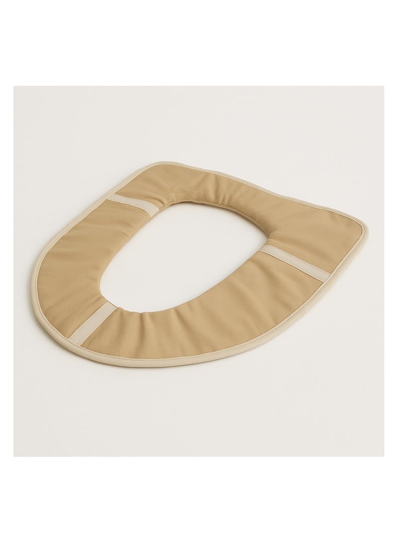 غطاء مقعد تواليت قطيفة – لون بيج  - Image 1