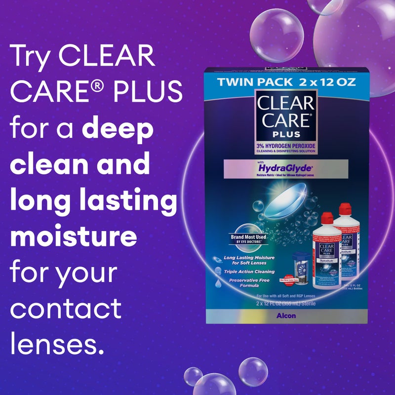 Clear Care Clear Care Plus Cleaning Solution with Lens Case, Twin Pack, Multi, 12 Oz, Pack of 2  - Image 5