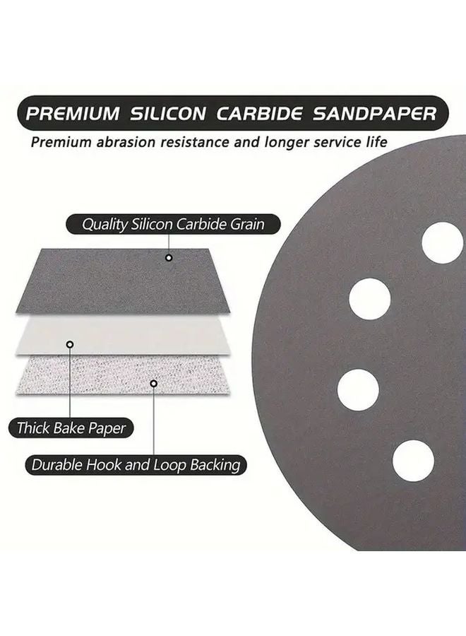 100Pcs 5 Inch 8 Hole Grinding Discs Wet Dry Sandpaper 80 180 240 400 600 800 1000 1500 2000 3000 Grit - Image 4