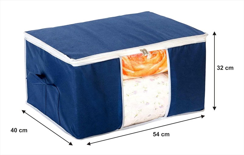 Kuber Industries Clothing Storage Bags Under Bed Foldable Organizer Store Blankets Clothes With Tranasparent Window Navy BlueHS_38_KUBMART21705 - Image 5