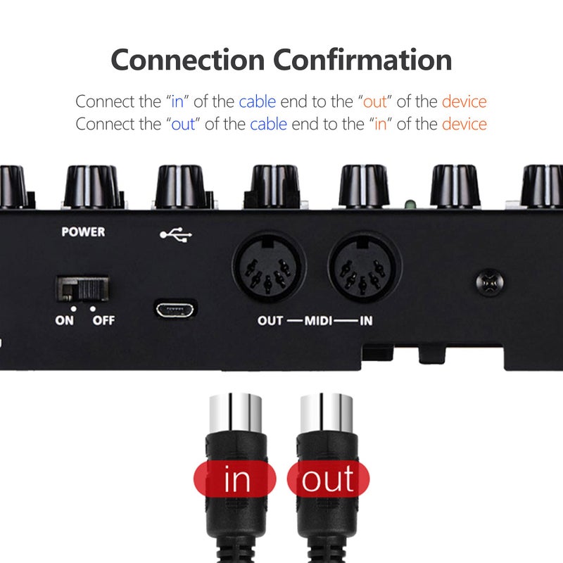 Mellbree MIDI Cable, 2-Pack 3-Feet Male to Male 5-Pin MIDI Cable Compatible with MIDI Keyboard, Keyboard Synth, Rack Synth, Sampler, External Sound Card, Sound Source and Other Music Gear - Image 2