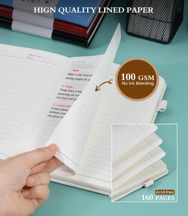Ansopu Lined Journal Notebook for Writing, A5 100 GSM Thick Paper, Leather Hardcover Journal for Woman Men, Travel Journal Diary 160 Pages(5.75'' X 8.38'' White) - Image 5