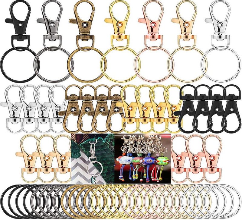 DIY Crafts Pack of 20 Pcs, Metalic Silver Colour, Swivel Lanyard Snap Hook with Key Rings, Metal Hooks Keychain Hooks for Lanyard Key Rings C (Pack of 20 Pcs, Metalic Silver Colour) - Image 1